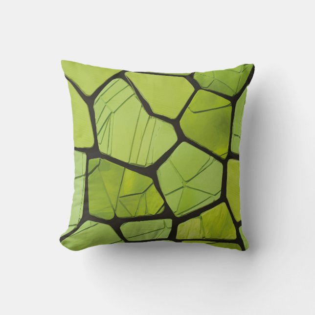 Abstraktes grün geometrisches Mosaik Kissen (Vorderseite)