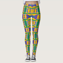 Abstraktes Grün- und Gelbmuster mit Diamanten Leggings