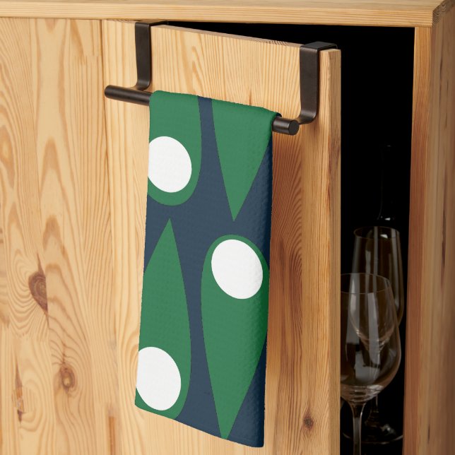 Abstraktes grün-weißes Muster Geschirrtuch (Drittel gefaltet)