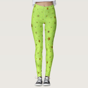 Abstraktes Grünbuch mit goldenen funkelnd Sternen Leggings