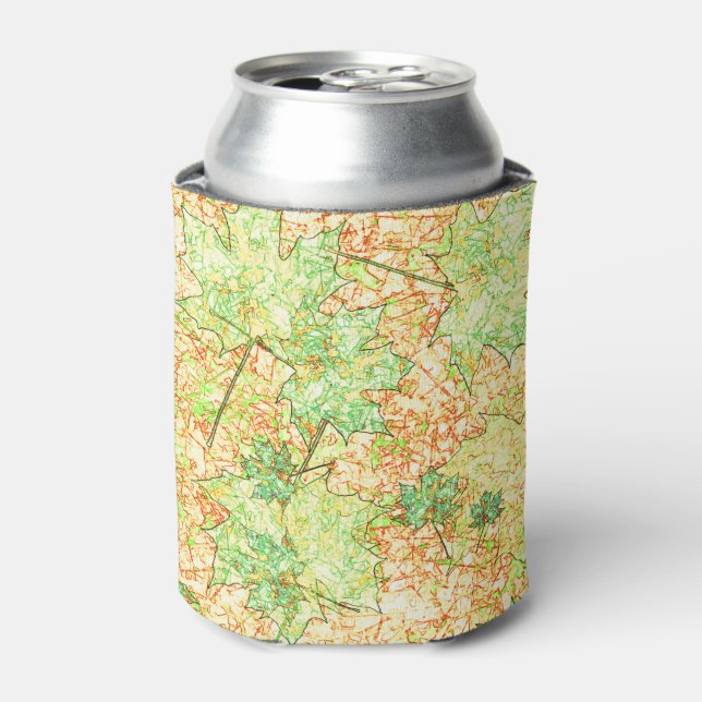 Abstraktes grünes Ackerblatt auf zerkratztem Boden Dosenkühler (Kanne Vorderseite)