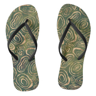 Abstraktes grünes Gold Flip Flops