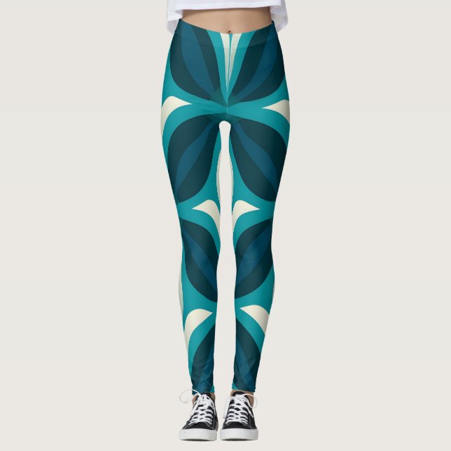 Abstraktes grünes Kreismuster Leggings (Vorderseite)