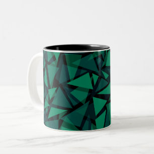 Abstraktes grünes Smaragd-Polygonmuster-Wurfkissen Zweifarbige Tasse