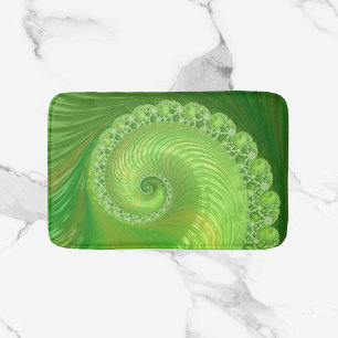 Abstraktes grünes Spiral-Fraktal Badematte