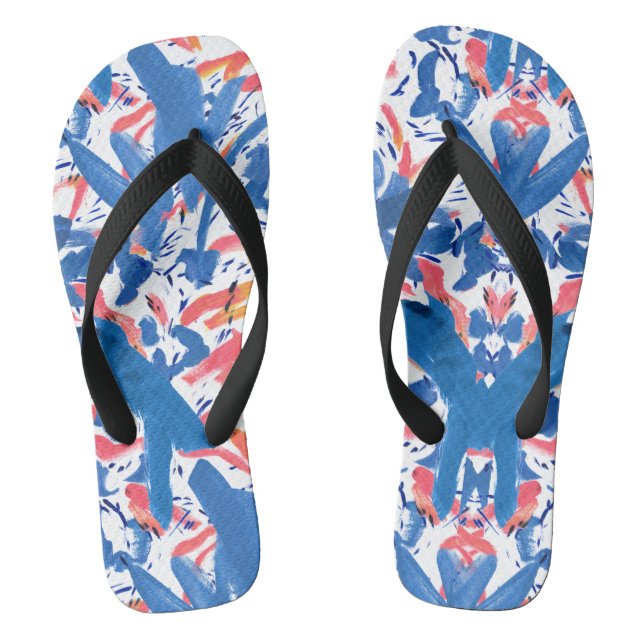 Abstraktes Grunge Floral Muster Flip Flops (Fußbett)