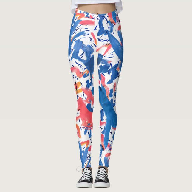Abstraktes Grunge Floral Muster Leggings (Vorderseite)