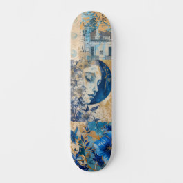 Abstraktes Grunge Indigo Blue Skate Deck Skateboard