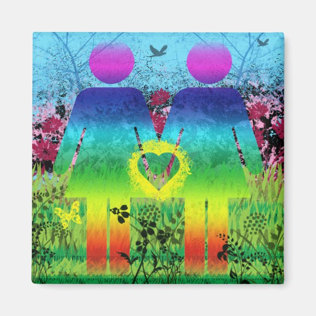 Abstraktes Grunge Rainbow Liebe Magnet (Vorne)