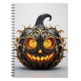 Abstraktes Halloween Elegant Black Pumpkin Notizblock