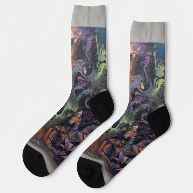 Abstraktes Halloween  Socken (Linkes Detail)