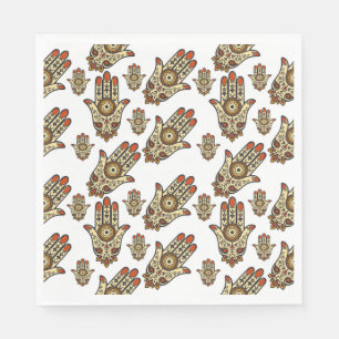 Abstraktes Hamsa-Amulett-Muster (Hand der Fatima)  Serviette