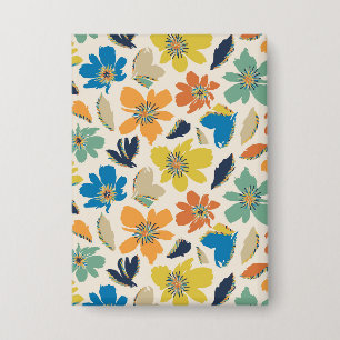 Abstraktes handgezeichnetes Boho-Blumenmuster Button