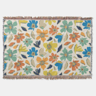 Abstraktes handgezeichnetes Boho-Blumenmuster Decke