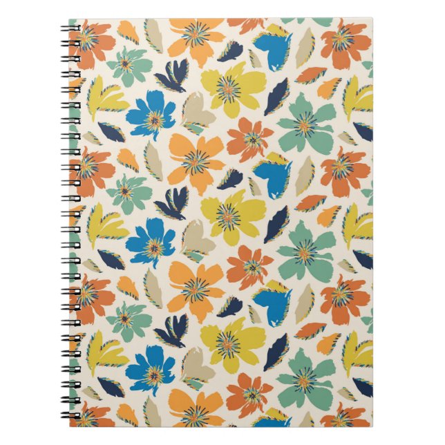 Abstraktes handgezeichnetes Boho-Blumenmuster Notizblock (Vorderseite)