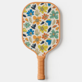 Abstraktes handgezeichnetes Boho-Blumenmuster Pickleball Schläger