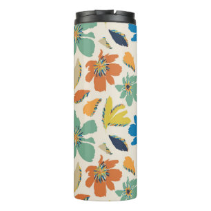 Abstraktes handgezeichnetes Boho-Blumenmuster Thermosbecher
