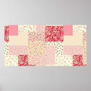 abstraktes, handgezeichnetes Patchwork-Muster Poster