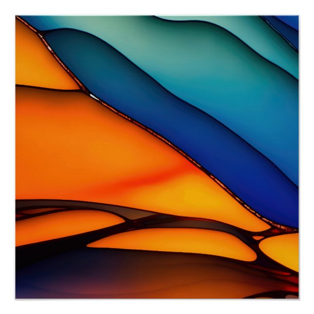 Abstraktes Hartglas mit lebhaften Farben Poster (Vorderseite)