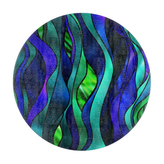 Abstraktes Hartglas Schneidebrett (Vorderseite)