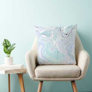 Abstraktes, hellblaues Kissen aus Marmor - modern