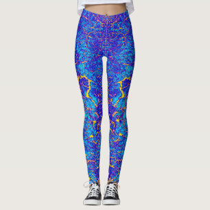 Abstraktes, hellblaues und gelbes Muster Leggings