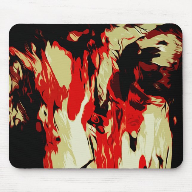 Abstraktes, hellfarbenes rotes, gelbes, schwarzes  mousepad (Vorne)