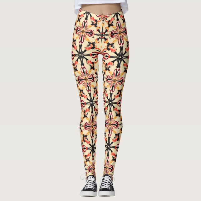 Abstraktes, hellgelbes Muster Leggings (Vorderseite)