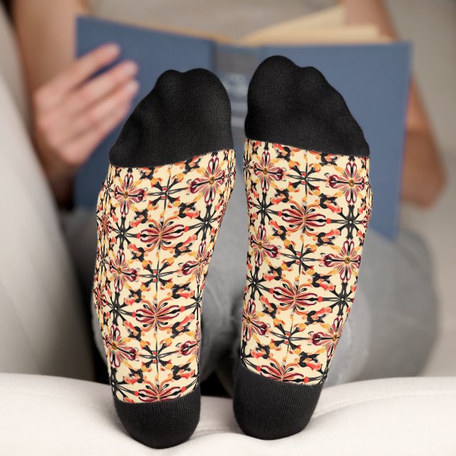 Abstraktes, hellgelbes Muster Socken (Unterseite)
