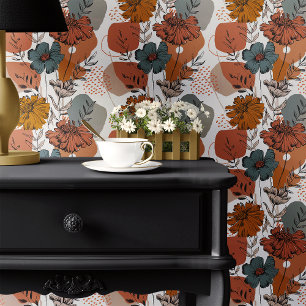 Abstraktes Herbst-Blumenmuster Tapete