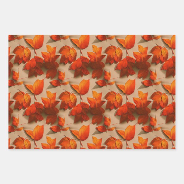 Abstraktes Herbstleaves-Muster Geschenkpapier Set (Vorderseite)