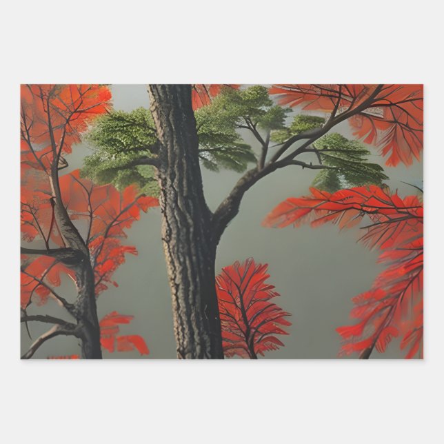 Abstraktes Herbstwald Geschenkpapier Set (Vorderseite)