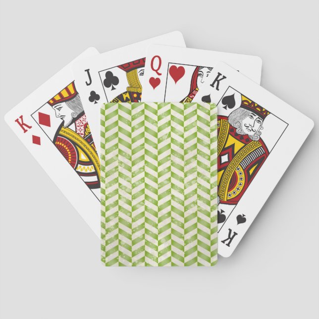 Abstraktes Herringbone im Grünen Spielkarten (Rückseite)