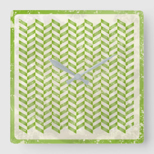 Abstraktes Herringbone in Grünanlagen Quadratische Wanduhr