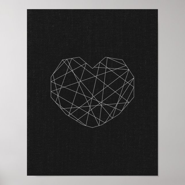 Abstraktes Herz drucken. Schwarz und Weiß. Moderne Poster (Vorne)