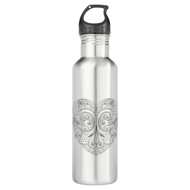 Abstraktes Herz-Gekritzel Trinkflasche (Vorderseite)