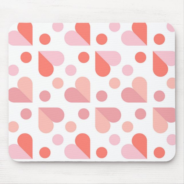 Abstraktes Herz Geometrisches Muster Mousepad (Vorne)
