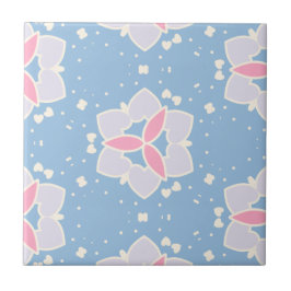 Abstraktes Herz-Muster in Blau und Rosa Fliese