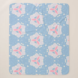 Abstraktes Herz-Muster in Blau und Rosa Sherpadecke