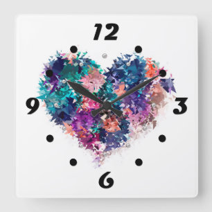 Abstraktes Herz Quadratische Wanduhr