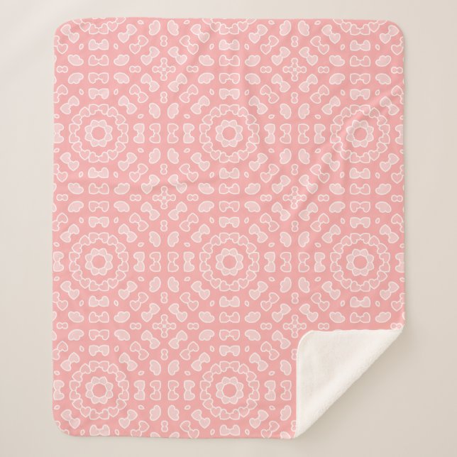 Abstraktes Herzmuster mit Lichtpfirsichfarben Sherpadecke (Vorderseite)