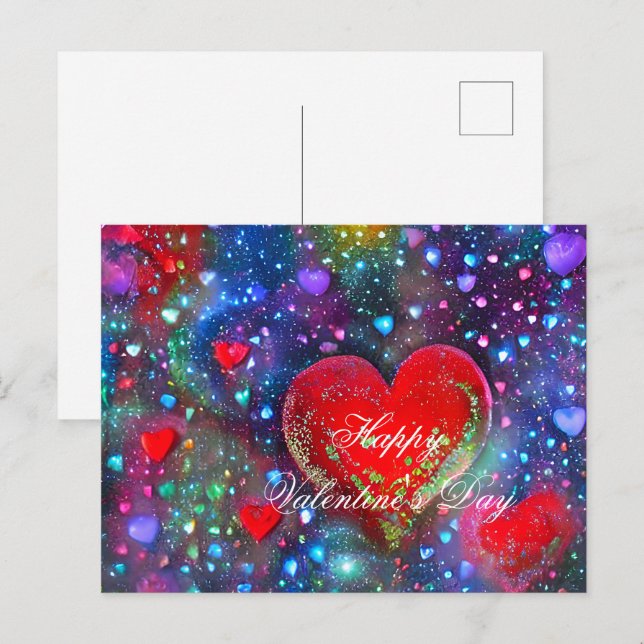 Abstraktes Herzvalentin Postkarte (Vorne/Hinten)