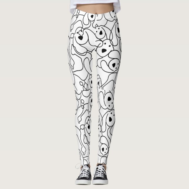 Abstraktes Hundeschema Leggings (Vorderseite)
