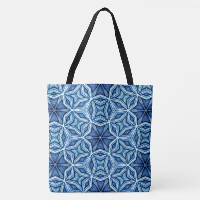 Abstraktes Icy Blue Crystal-Muster Tasche (Vorderseite)