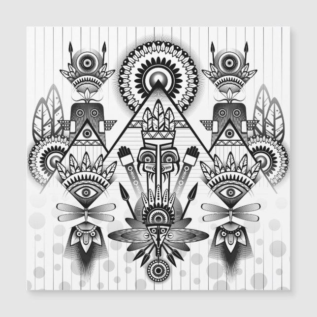 Abstraktes Indianerstamm Magnetkarte (Vorderseite)
