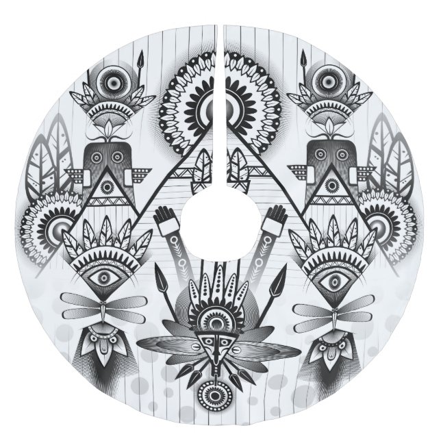 Abstraktes Indianerstamm Polyester Weihnachtsbaumdecke (Vorderseite)