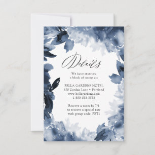 Abstraktes Indigo-Blumenmuster Hochzeits-Detailk RSVP Karte