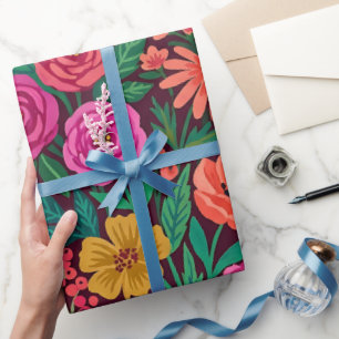 Abstraktes indisches Blumen-Schmetterlings-Geschen Geschenkpapier