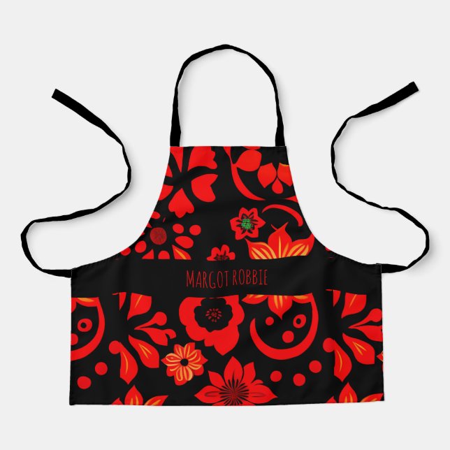 Abstraktes indonesisches Batik-Rotes Muster Schürze (Vorderseite)