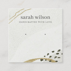 Abstraktes Ivory Black Gold OEarring Study Display Quadratische Visitenkarte